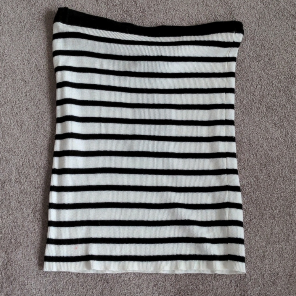 Striped Black & White Tube Crop Top